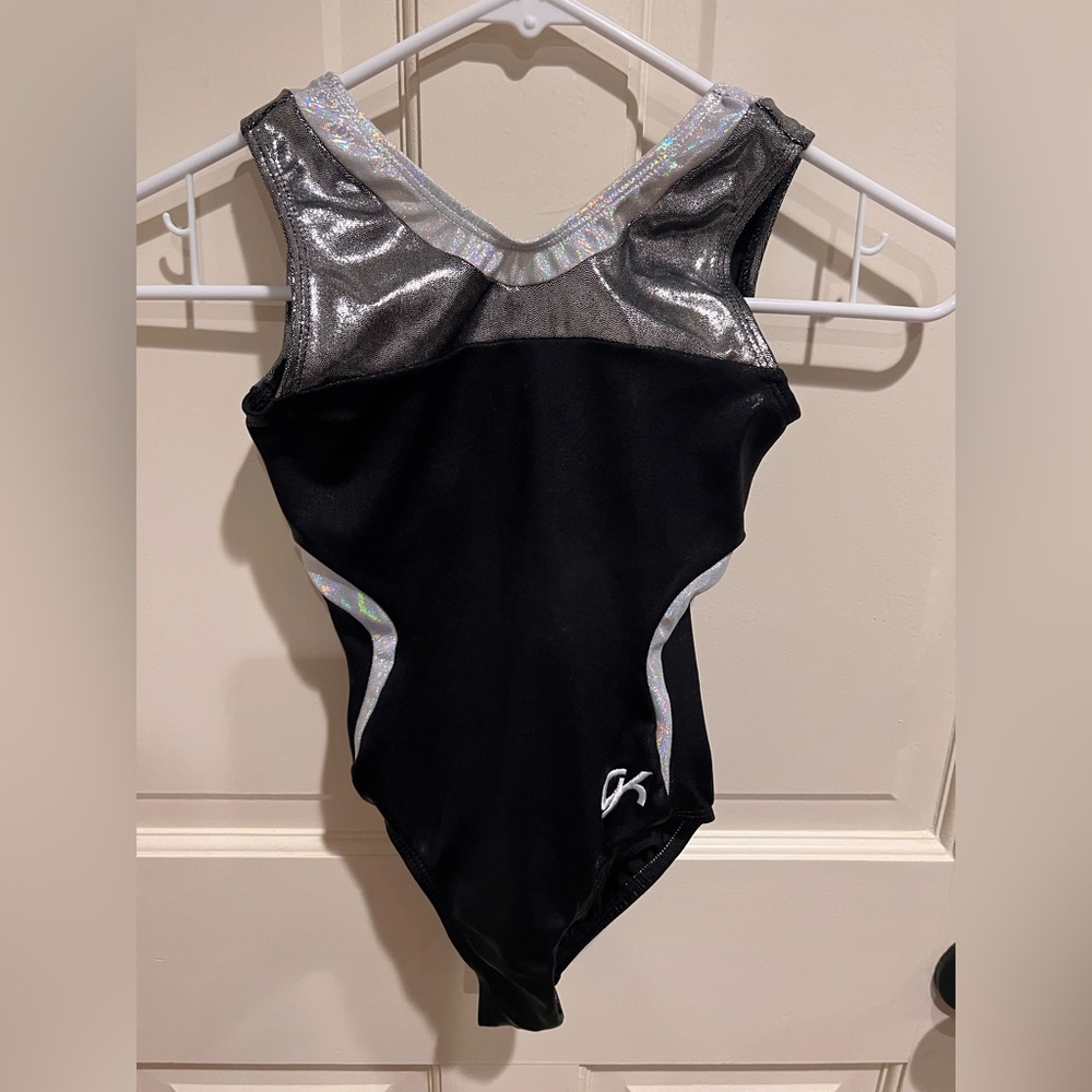 GK ELITE Girls Black Silver White Sparkle Shimmer Gymnastics Dance CHILD LARGE